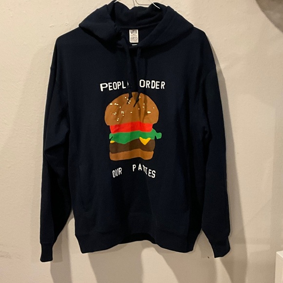 Uniqlo Other - Uniqlo Black Hoodie with Burger Graphic